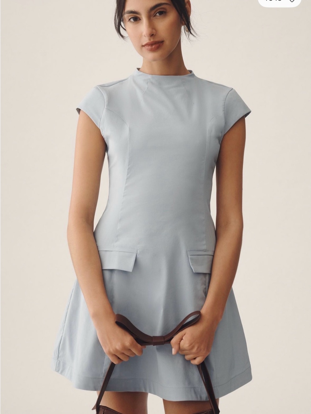 Maeve Light Blue Cap-Sleeve Fit-and-Flare Dress